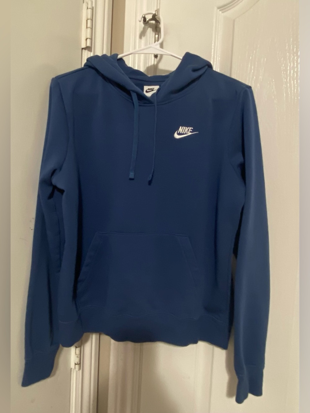 Women’s Nike Blue Pullover Hoodie with White Logo